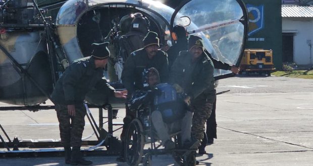 Injured worker being airlifted for AIIMS Rishikesh