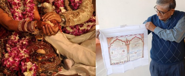 Unique Marriage Invitation Card, which turns into handkerchief after two wash