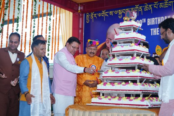 CM Dhami Greets Dalai Lama on 90th Birthday