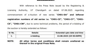 chandigarh RTO auction letter