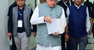 CM Pushkar Singh Dhami coming out from house after adjournment