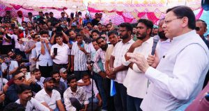 CM Pushkar Singh Dhami addressing youth at parade ground