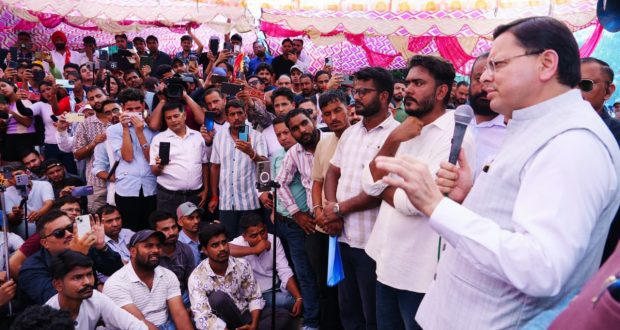 CM Pushkar Singh Dhami addressing youth at parade ground