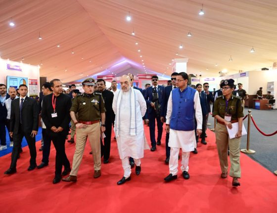 Union Home Minister Amit Shah being briefed by DGP